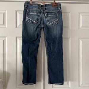 BKE Womens Payton Crop Jeans Size 30x26 Straight Pockets Denim Stretch Stitching